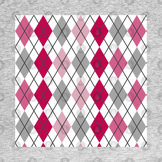 Argyle Magenta Dusty Pink Red Grey Plum Black Punk Rock Retro by Shayna